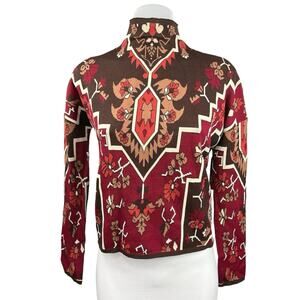 Missguided Red Multicolor Tribal Aztec Print Floral Turtle neck Sweater Top Sz 2